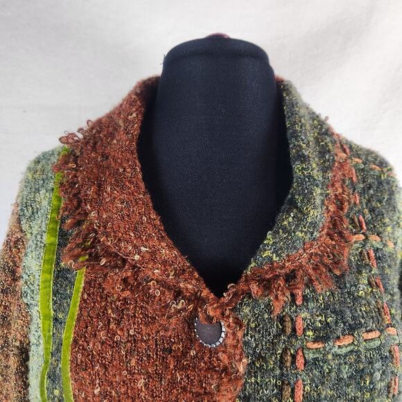 Anthropologie CURIO Small Wool Blend Patchwork Cardigan Sweater BoHo Cottagecore - Picture 4 of 10
